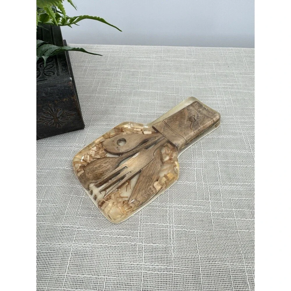 Spoon Rest Boho 70s Resin Rustic Utensil Kitchen Retro Artisan Handmade